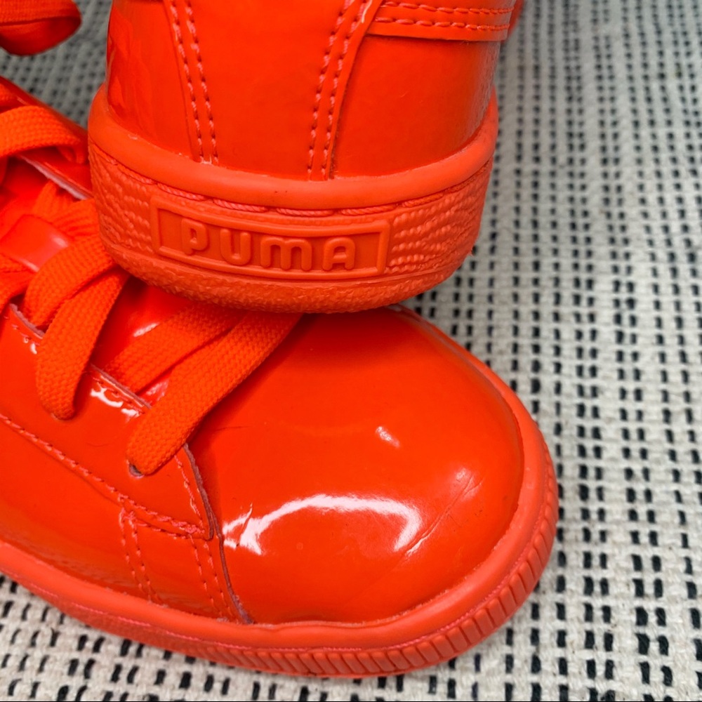 Limited Edition Puma Neon Coral Basket Sneakers - Picture 4 of 7